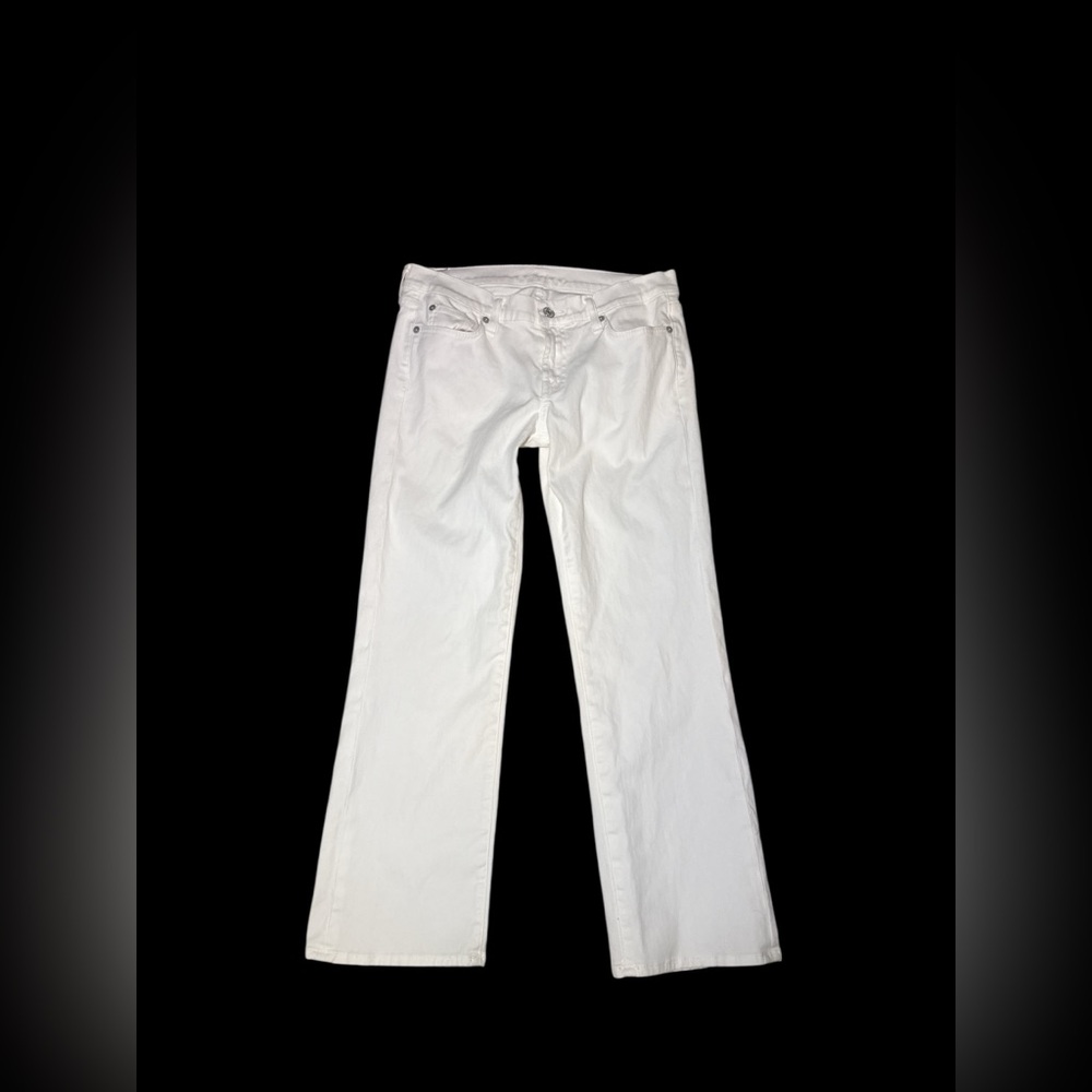 7 for all mankind, white denim jeans, low rise, straight leg 30 White Jeans